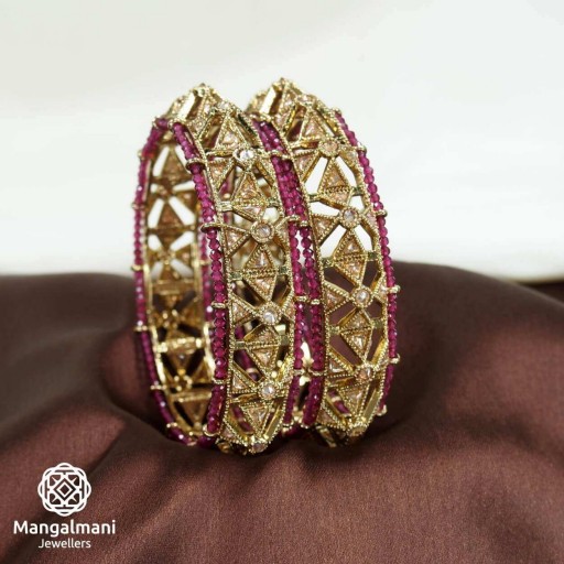 Charming Ad Stone With Reverse Ad Look Polki Bangles